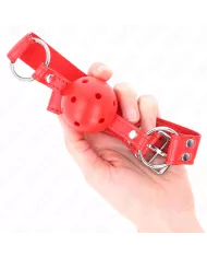 KINK - BÂILLON À BOULE DUR CREUX ROUGE COMPLET 62 x 2 CM