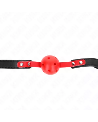 KINK - BALLE DURE CREUSE ROUGE 4 CM GAG BRACELET NOIR 60 x 2 CM AJUSTABLE 37-52 CM KINK - BALLE DURE CREUSE ROUGE 4 CM GAG BRACELET NOIR 60 x 2 CM AJUSTABLE 37-52 CM