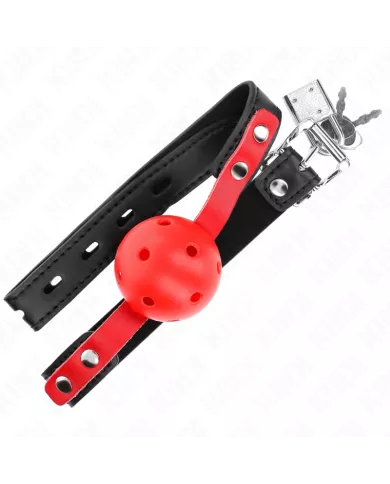 KINK - BALLE DURE CREUSE ROUGE 4 CM GAG BRACELET NOIR 60 x 2 CM AJUSTABLE 37-52 CM KINK - BALLE DURE CREUSE ROUGE 4 CM GAG BRACELET NOIR 60 x 2 CM AJUSTABLE 37-52 CM