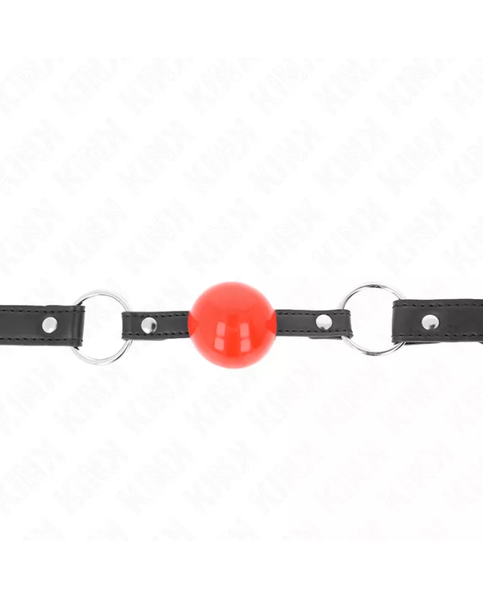 KINK - BÂILLON BALLE 4 CM AVEC SERRURE BOULE ROUGE BRACELET NOIR 60 x 2 CM