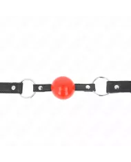 KINK - BÂILLON BALLE 4 CM AVEC SERRURE BOULE ROUGE BRACELET NOIR 60 x 2 CM