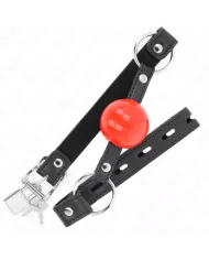 KINK - BÂILLON BALLE 4 CM AVEC SERRURE BOULE ROUGE BRACELET NOIR 60 x 2 CM