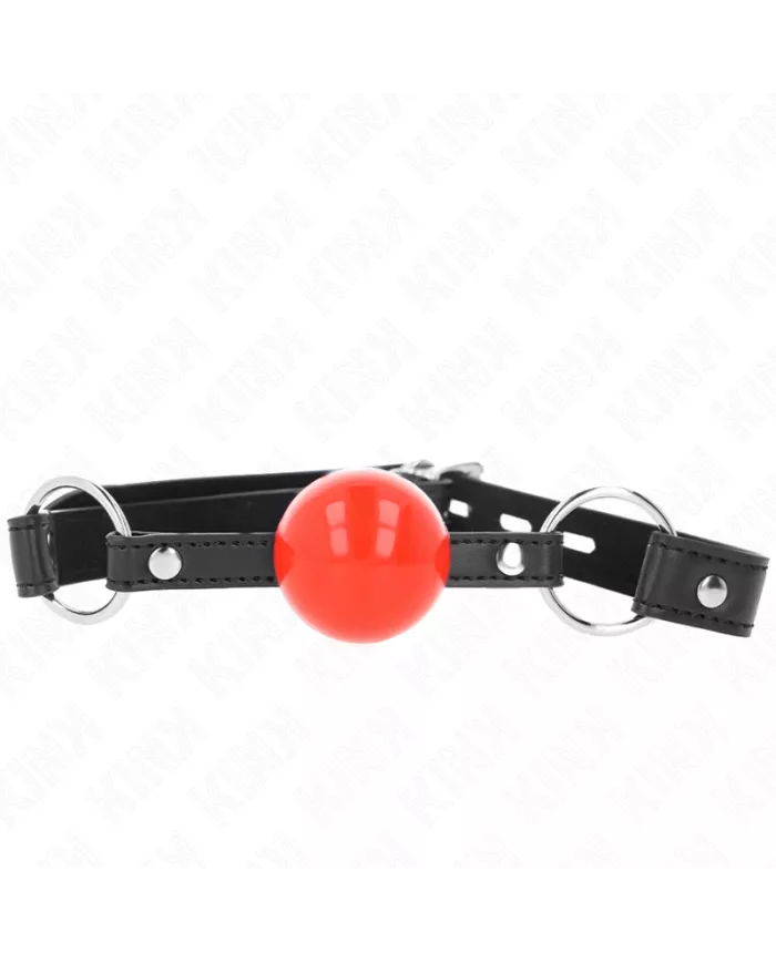 KINK - BÂILLON BALLE 4 CM AVEC SERRURE BOULE ROUGE BRACELET NOIR 60 x 2 CM