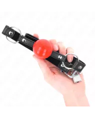 KINK - BÂILLON BALLE 4 CM AVEC SERRURE BOULE ROUGE BRACELET NOIR 60 x 2 CM