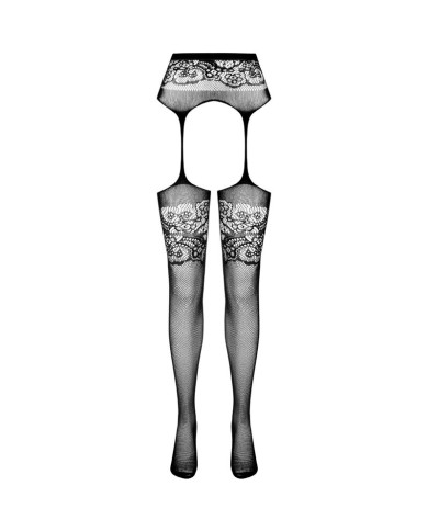 PASSION - S029 COLLANT NOIR AVEC JARRETIÈRE TAILLE UNIQUE