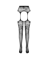 PASSION - S029 COLLANT NOIR AVEC JARRETIÈRE TAILLE UNIQUE