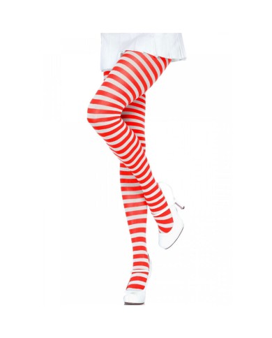 LEG AVENUE - COLLANTS RAYURES BLANC/ROUGE