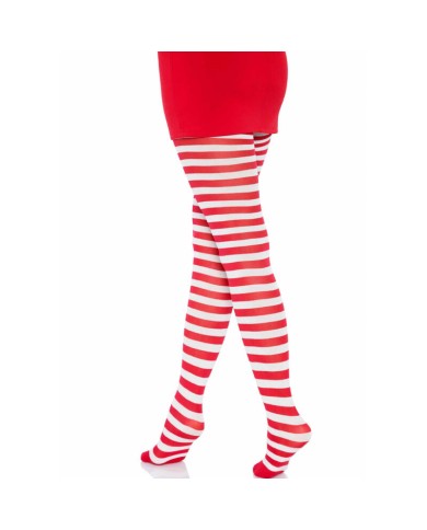 LEG AVENUE - COLLANTS RAYURES BLANC/ROUGE