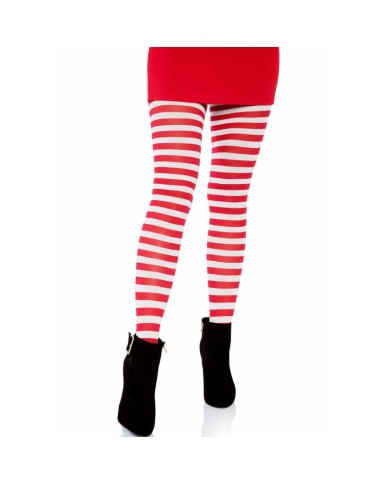 LEG AVENUE - COLLANTS RAYURES BLANC/ROUGE