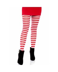 LEG AVENUE - COLLANTS RAYURES BLANC/ROUGE