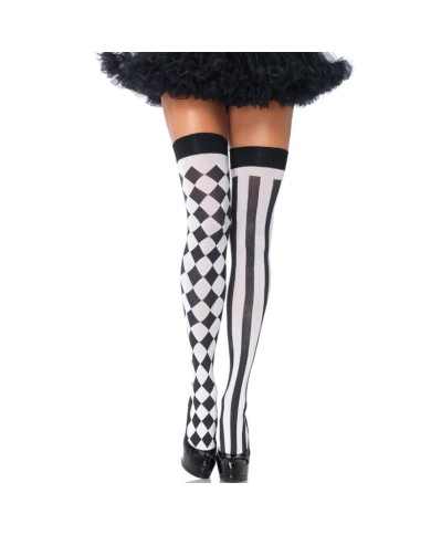 LEG AVENUE - CHAUSSETTES HAUTE ARLEQUIN NOIR/BLANC