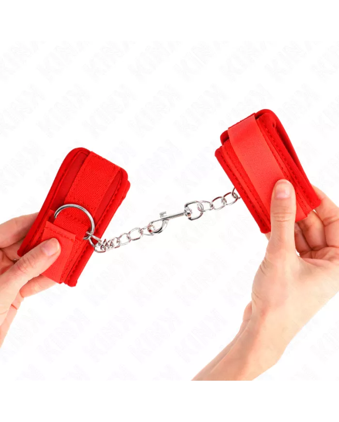 KINK - ATTENTES-POIGNETS EN NÉOPRÈNE ROUGE 42 X 5 CM