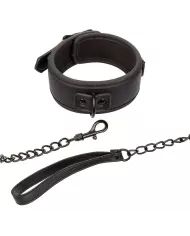 CALEXOTICS - NOCTURNAL COLLIER ET LAISSE EN CUIR RÉGLABLE NOIR CALEXOTICS - NOCTURNAL COLLIER ET LAISSE EN CUIR RÉGLABLE NOIR