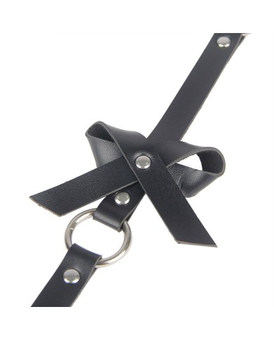 SUBBLIME - HARNAIS DE JAMBE CHAÎNE CUIR NOIR TAILLE UNIQUE