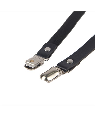 SUBBLIME - HARNAIS DE JAMBE CHAÎNE CUIR NOIR TAILLE UNIQUE