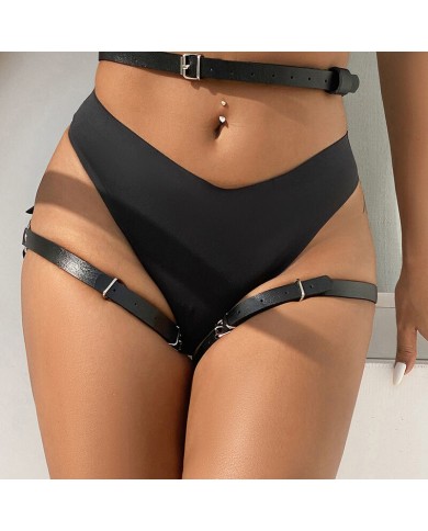 SUBBLIME - HARNAIS DE TAILLE ET DE JAMBES EN CUIR NOIR TAILLE UNIQUE