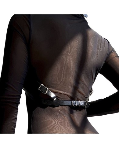 SUBBLIME - HARNAIS POITRINE EN CUIR NOIR TAILLE UNIQUE