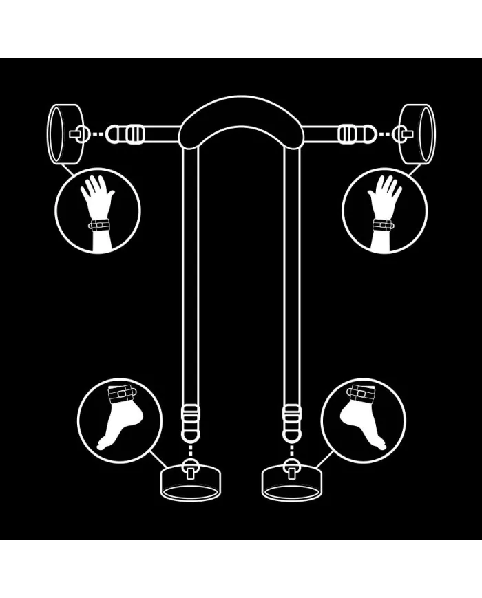 FETISH SUBMISSIVE - POSITION MAÎTRE AVEC 4 MENOTTES DOUBLÉES DE NOPRÈNE
