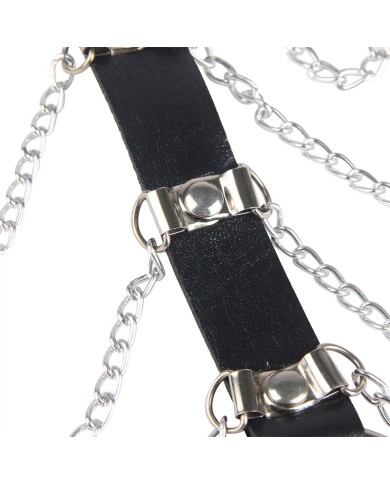 SUBBLIME - HARNAIS POITRINE CHAÎNE S EN CUIR NOIR TAILLE UNIQUE