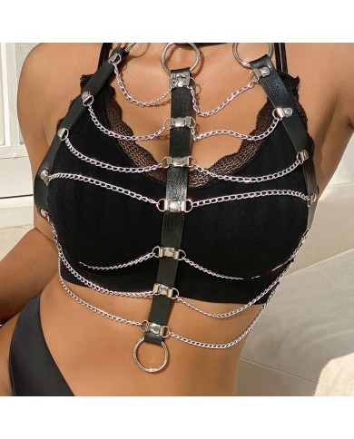 SUBBLIME - HARNAIS POITRINE CHAÎNE S EN CUIR NOIR TAILLE UNIQUE