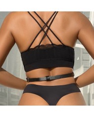 SUBBLIME - HARNAIS POITRINE CHAÎNE S EN CUIR NOIR TAILLE UNIQUE