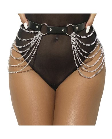 SUBBLIME - CHAÎNE CUIR CEINTURE NOIRE TAILLE UNIQUE