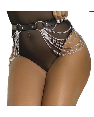 SUBBLIME - CHAÎNE CUIR CEINTURE NOIRE TAILLE UNIQUE