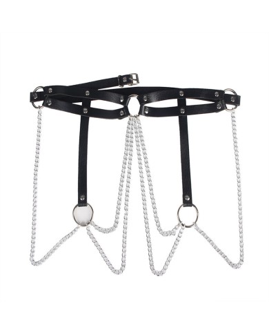 SUBBLIME - CHAINE BAGUE CUIR CEINTURE NOIR TAILLE UNIQUE
