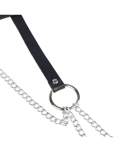 SUBBLIME - CHAINE BAGUE CUIR CEINTURE NOIR TAILLE UNIQUE