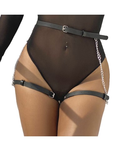 SUBBLIME - HARNAIS CEINTURE CUIR NOIR TAILLE UNIQUE