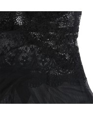 SUBBLIME - TISSU TULLE BABYDOLL AVEC DENTELLE ET DÉTAIL FLEUR NOIR S/M