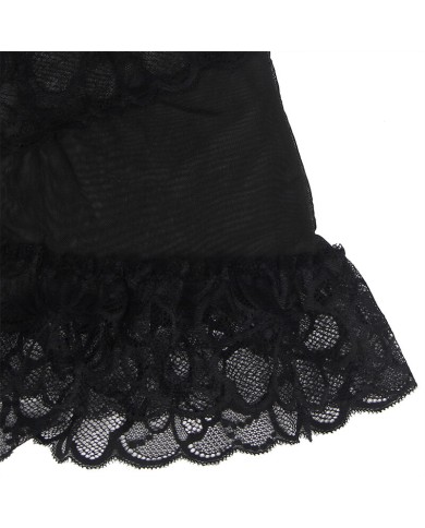 SUBBLIME - BABYDOLL BRETELLES RÉGLABLES ET DENTELLE TRANSPARENTE IMPRIMÉ FLORAL NOIR S/M
