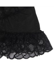 SUBBLIME - BABYDOLL BRETELLES RÉGLABLES ET DENTELLE TRANSPARENTE IMPRIMÉ FLORAL NOIR S/M