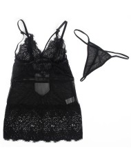 SUBBLIME - BABYDOLL BRETELLES EN DENTELLE RÉGLABLES NOIR S/M