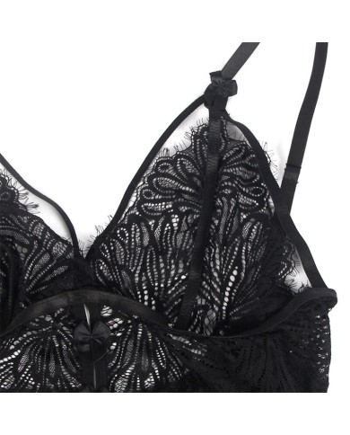 SUBBLIME - BABYDOLL BRETELLES EN DENTELLE RÉGLABLES NOIR S/M