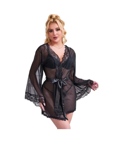 SUBBLIME - ROBE EN TISSU TRANSPARENT AVEC DÉTAIL DENTELLE NOIR S/M