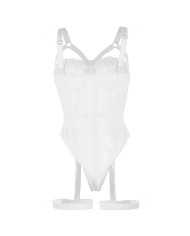 SUBBLIME - TEDDY AVEC JARRETIÈRE DÉTAIL POITRINE BLANC S/M