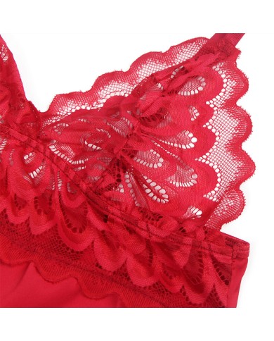 SUBBLIME - BABYDOLL EN SATIN AVEC DENTELLE ROUGE S/M