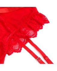 SUBBLIME - TEDDY AVEC JARRETIÈRE AVEC DÉTAIL DENTELLE ET BANDES ROUGE S/M