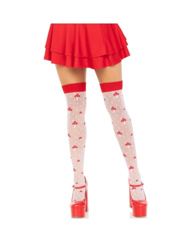 LEG AVENUE - CHAUSSETTES HAUTES CHAMPIGNON ROUGE/BLANC