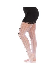 LEG AVENUE - BAS AVEC OUVERTURES COEUR & NOEUDS ROSE