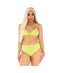 LEG AVENUE - TOP & CULOTTE JAUNE AVEC BRETELLES