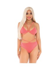 LEG AVENUE - TOP & CULOTTE JAUNE AVEC BRETELLES