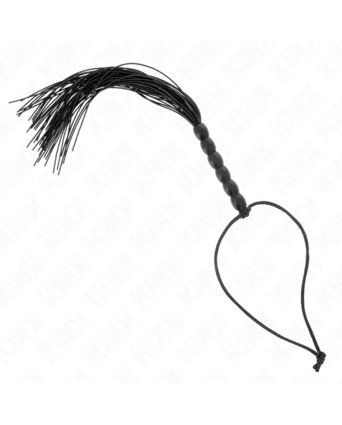 KINK - MINI FOUET EN SILICONE AVEC 6 BILLES NOIRES 26 CM