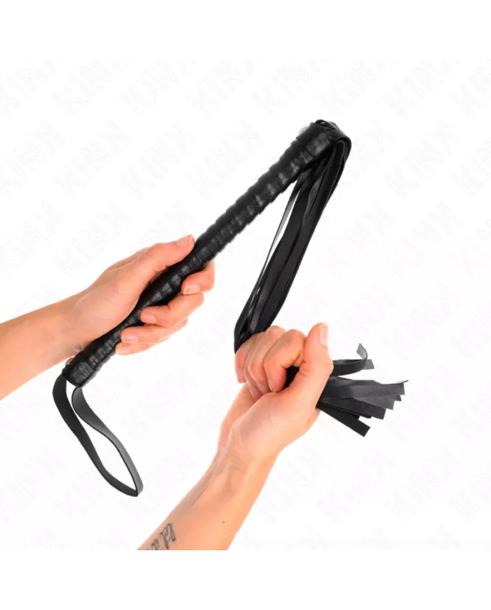 KINK - FOUET AVEC MANCHE TEXTURÉ NOIR 48,5 CM