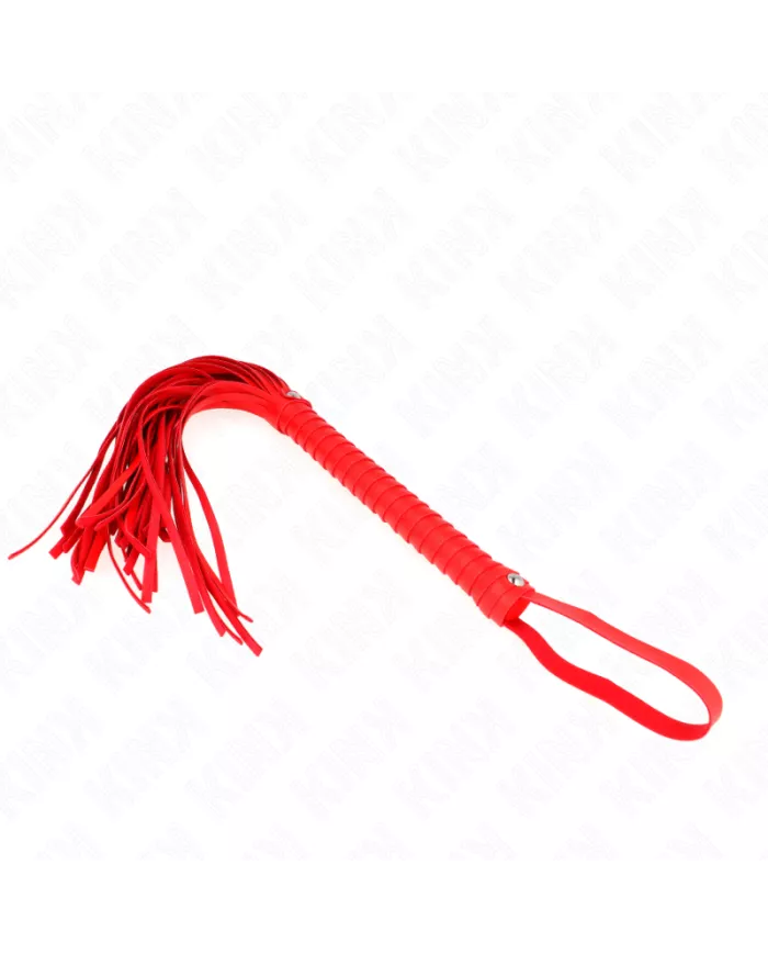 KINK - FOUET AVEC MANCHE TEXTURÉ ROUGE 48,5 CM
