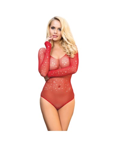 SUBBLIME - 952303 BODY SHINY GRILL AVEC ÉPAULES DÉNUDÉES MANCHES LONGUES ROUGE TAILLE UNIQUE