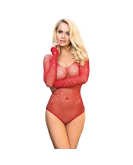 SUBBLIME - 952303 BODY SHINY GRILL AVEC ÉPAULES DÉNUDÉES MANCHES LONGUES ROUGE TAILLE UNIQUE