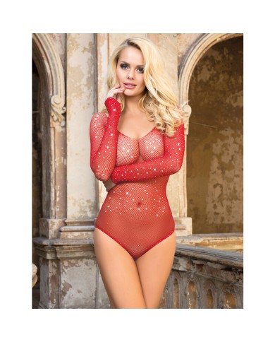 SUBBLIME - 952303 BODY SHINY GRILL AVEC ÉPAULES DÉNUDÉES MANCHES LONGUES ROUGE TAILLE UNIQUE