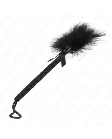 KINK - Baguette en corde de nylon avec plumes chatouillantes et noeud noir 25 cm KINK - Baguette en corde de nylon avec plumes chatouillantes et noeud noir 25 cm